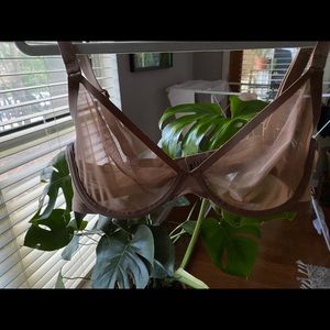 Cuup Plunge Sheer Bra in Taupe